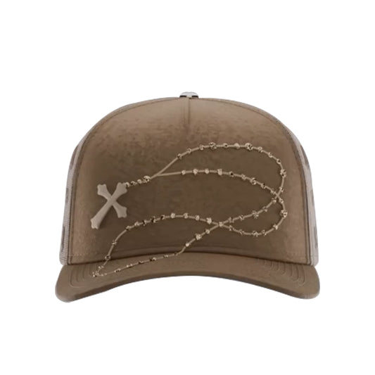 Brown Cross Chain Cap