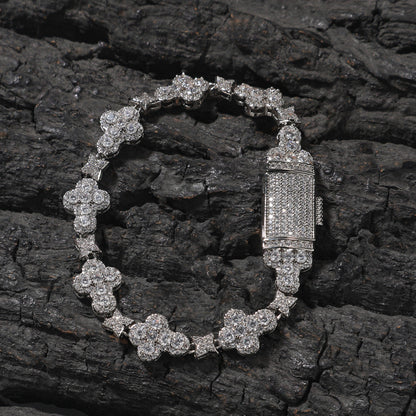 Hip Hop Cross Flowers Zircon Bracelet